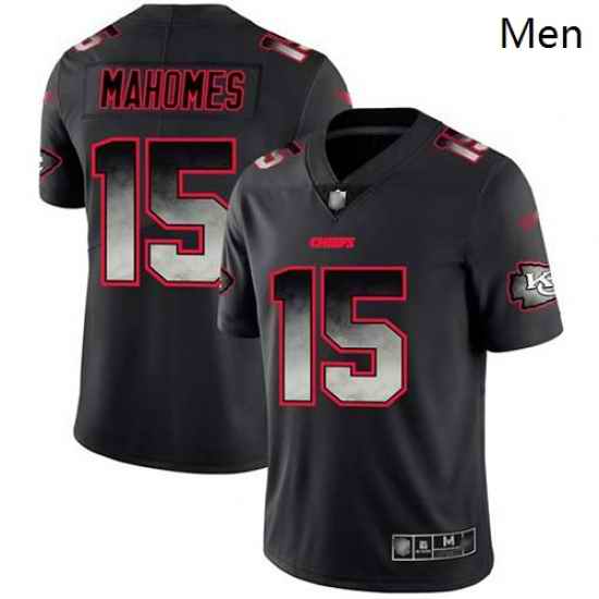 Chiefs 15 Patrick Mahomes Black Men Stitched Football Vapor Untouchable Limited Smoke Fashion Jersey